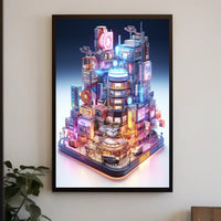 Cyberpunk Metropolis Neon Magic Futuristic Sci-Fi Poster
