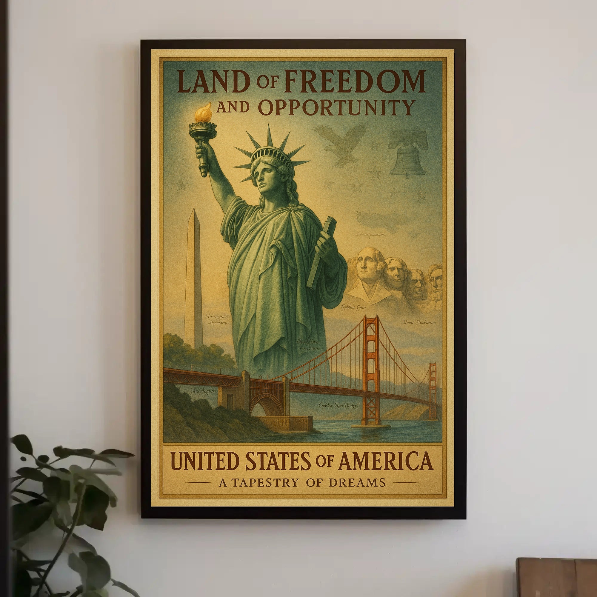 Land of Freedom and Opportunity Poster PosterGoat