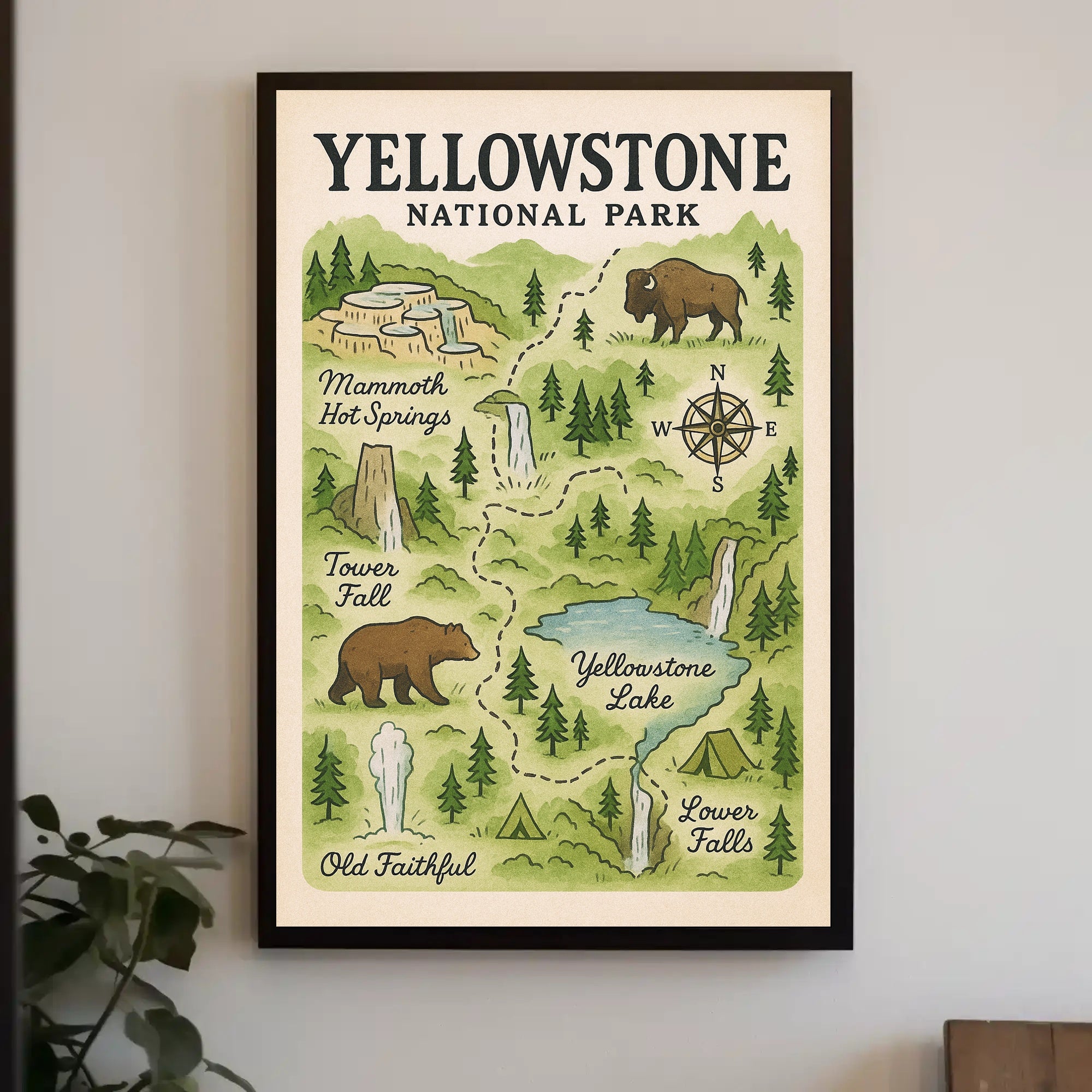 Yellowstone National Park Map Poster PosterGoat