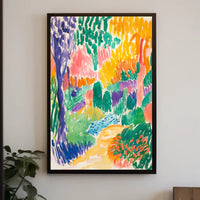 Vibrant Impressionistic Garden Scene Art Print - Abstract Poster