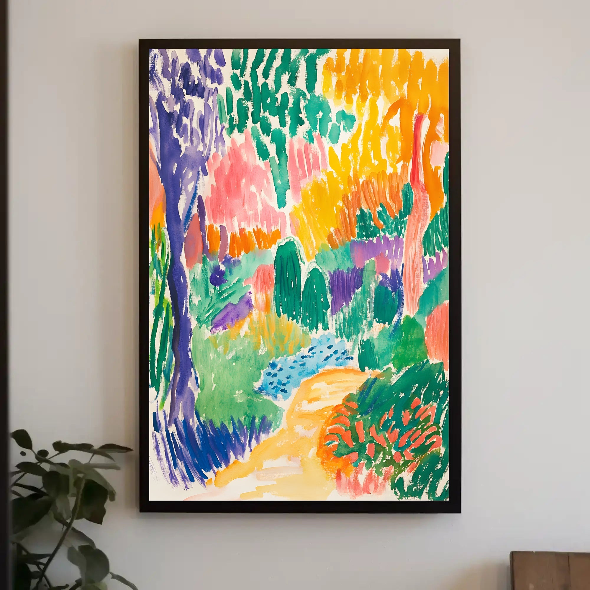 Vibrant Impressionistic Garden Scene Art Print - Abstract Poster