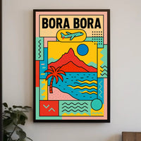 Bora Bora Getaway Modern Geometric Travel Poster PosterGoat