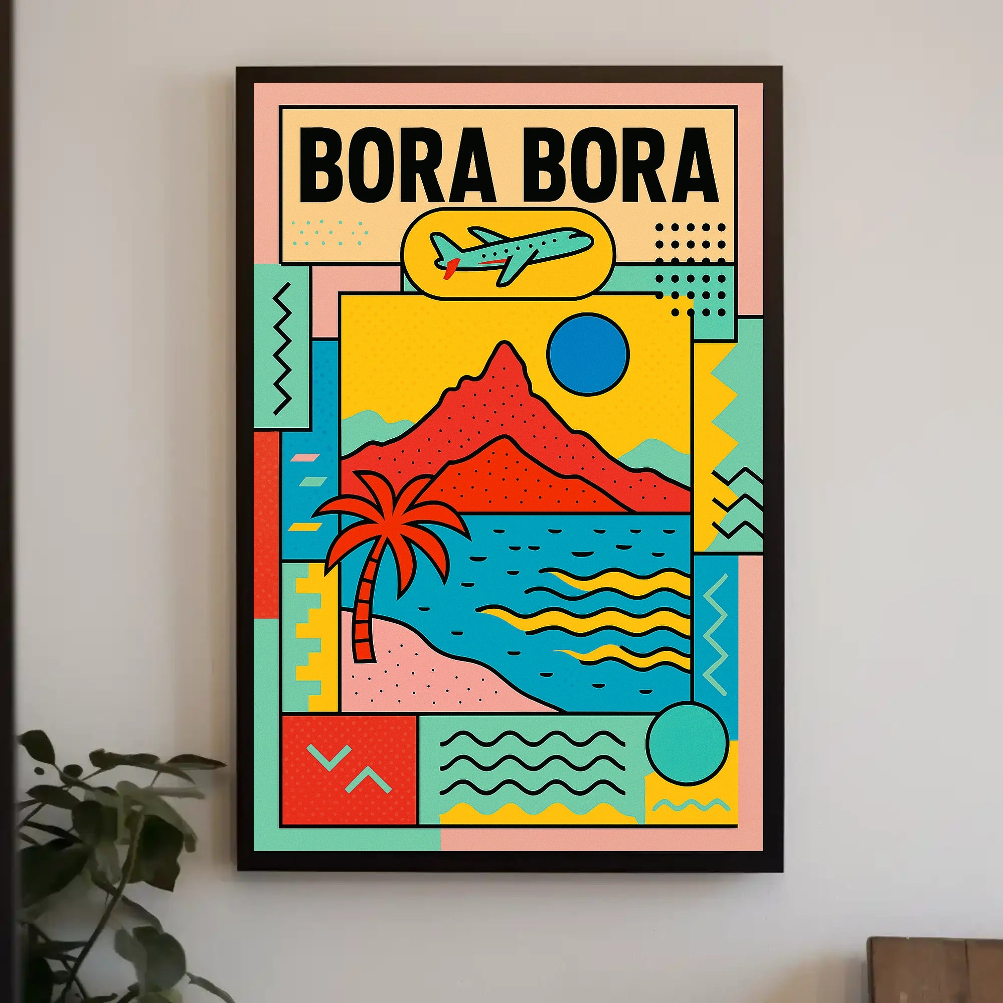 Bora Bora Getaway Modern Geometric Travel Poster PosterGoat