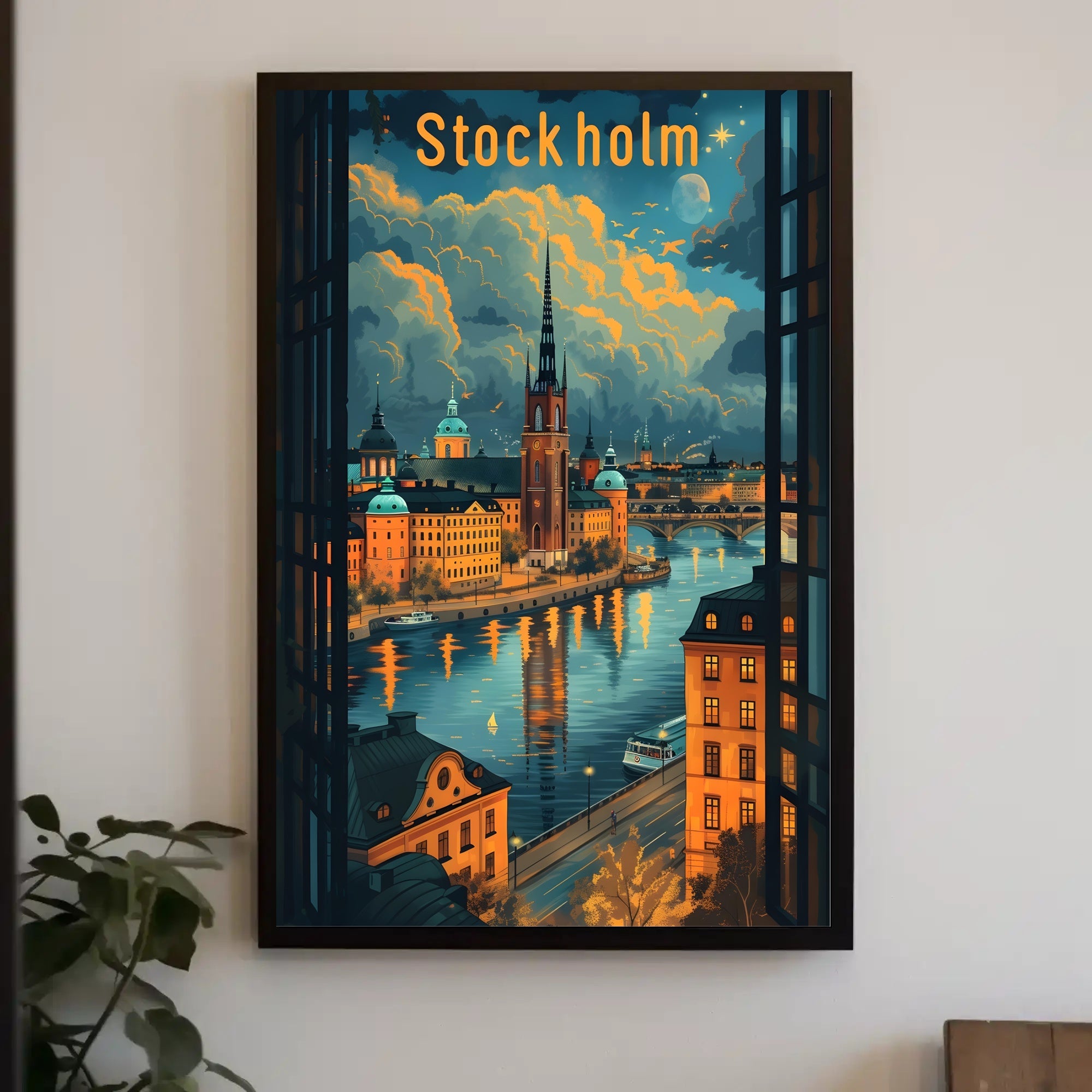 Stockholm Evening Skyline Poster