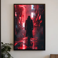 Cyberpunk Cityscape Neon Lights Art Poster PosterGoat