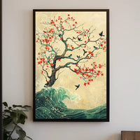 Tranquil Tree and Sea Harmony Art Poster PosterGoat