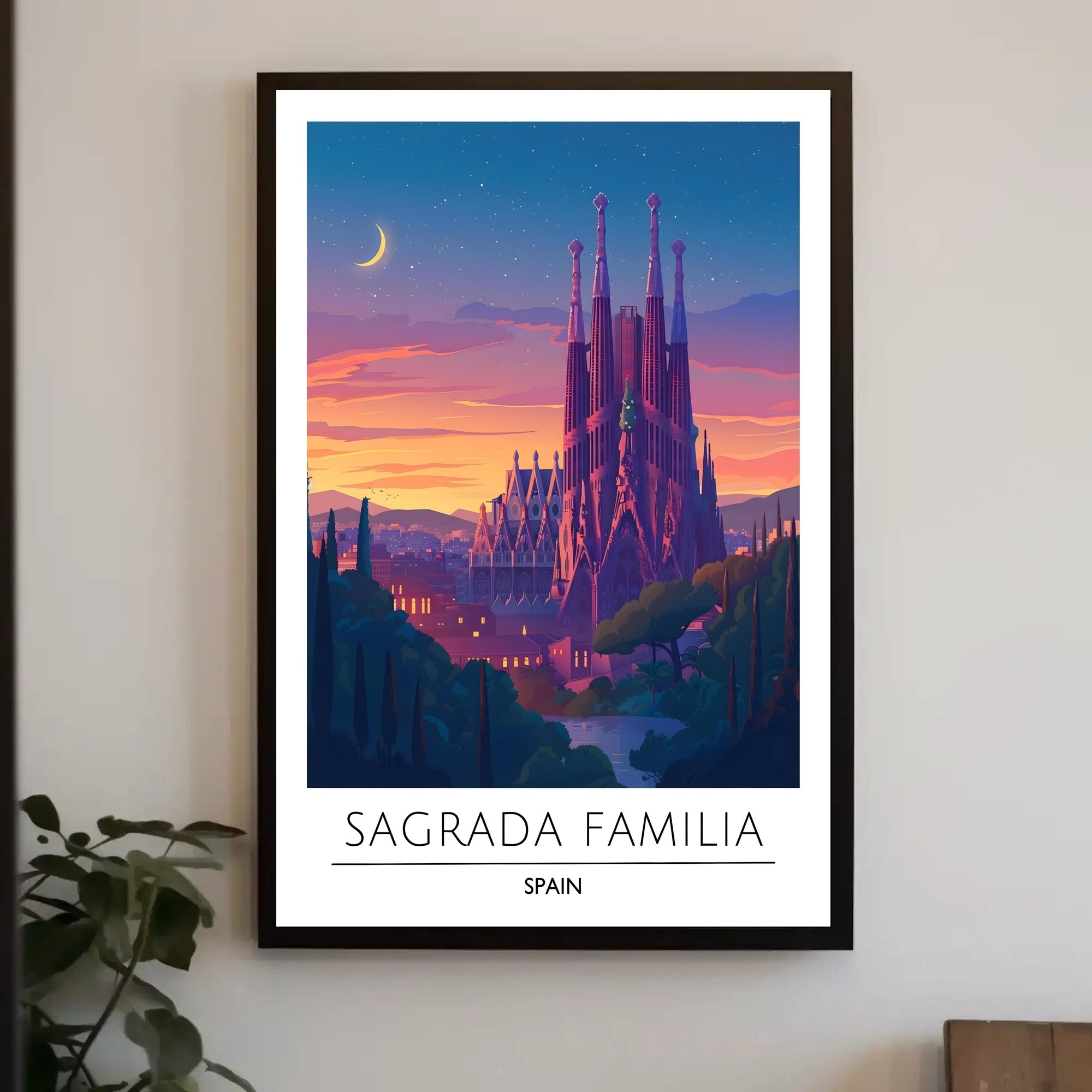 Sagrada Familia Twilight Travel Art Poster