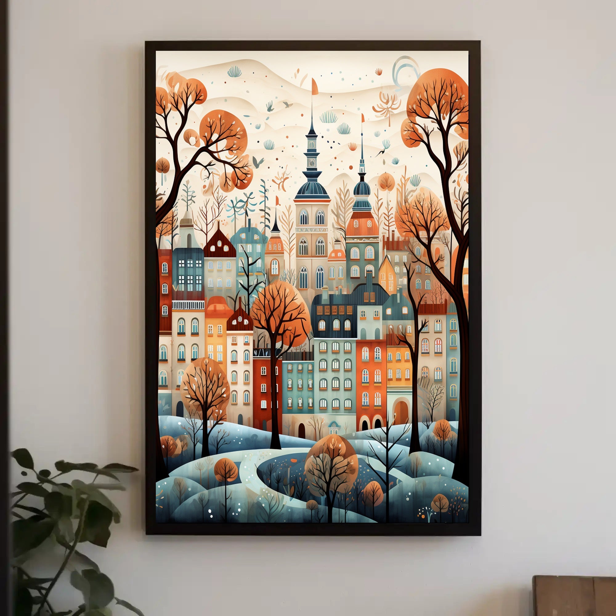 Enchanted Autumn Cityscape Poster