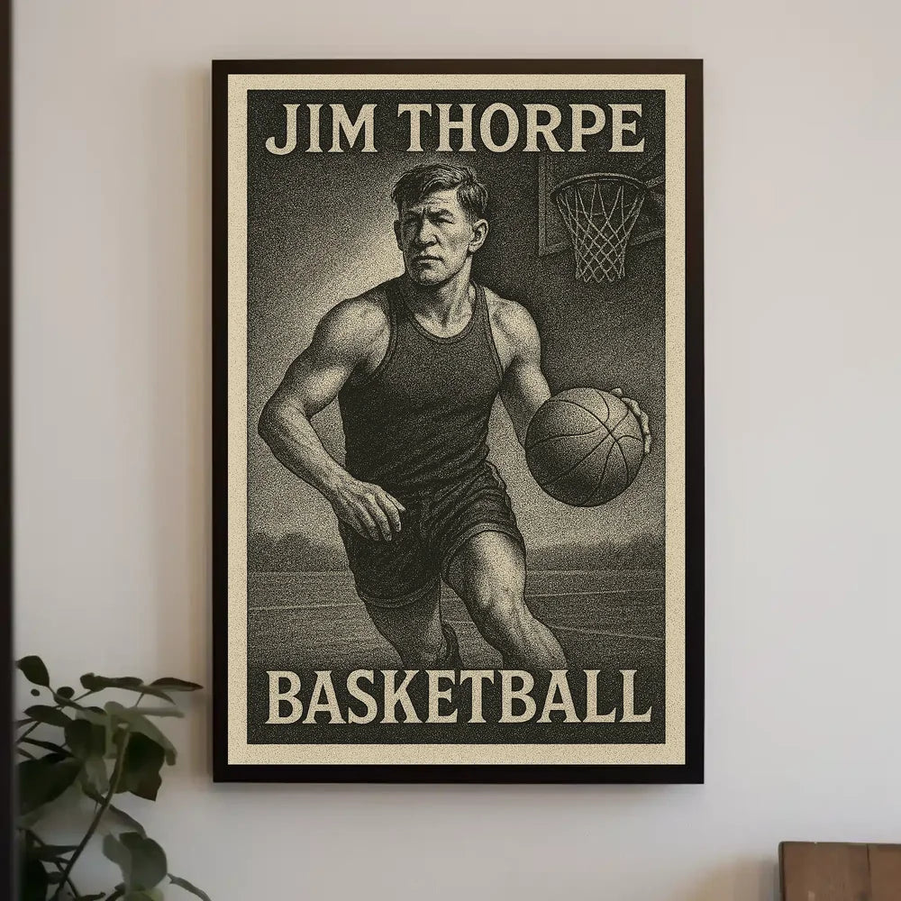 Jim Thorpe Basketball Heritage Art Poster