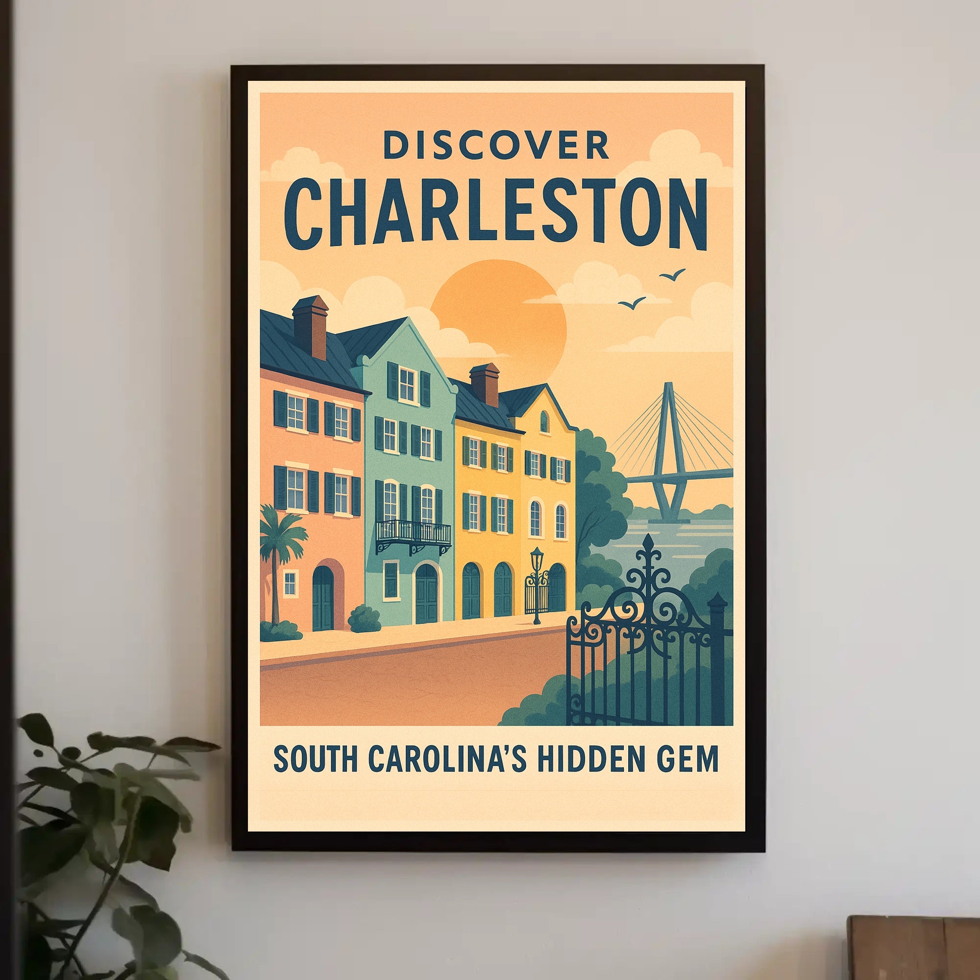 Charleston Travel Poster Vintage Coastal Wall Art