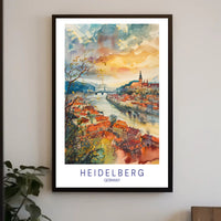 Heidelberg Watercolor Dreamscape Urban or Cityscape Poster PosterGoat
