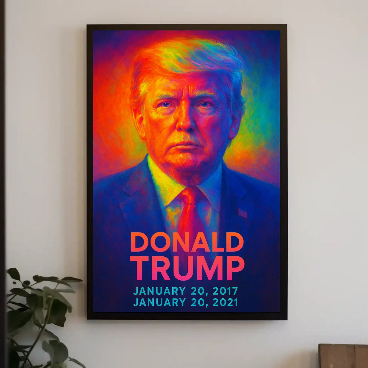Donald Trump 45th President of the United States Neon Gradient Overlay Poster