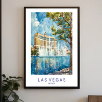 Vibrant Bellagio Watercolor Art: Las Vegas Travel Poster PosterGoat