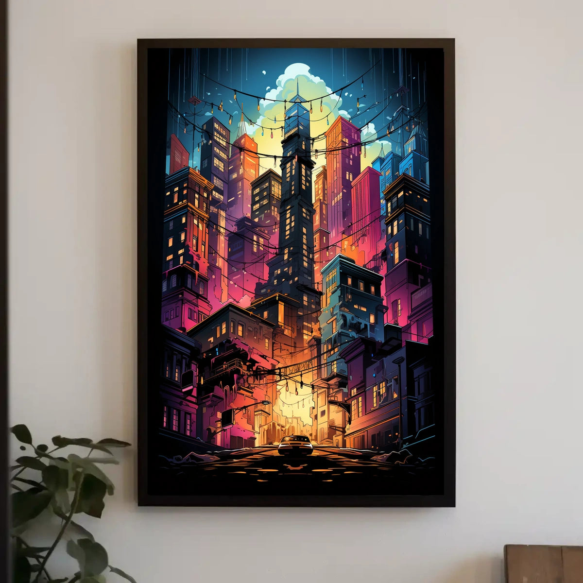 Vibrant Cityscape At Dusk Poster