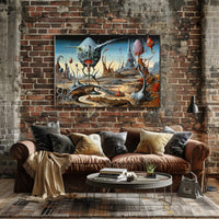 Surreal Alien Landscape with Futuristic Sci-Fi Poster
