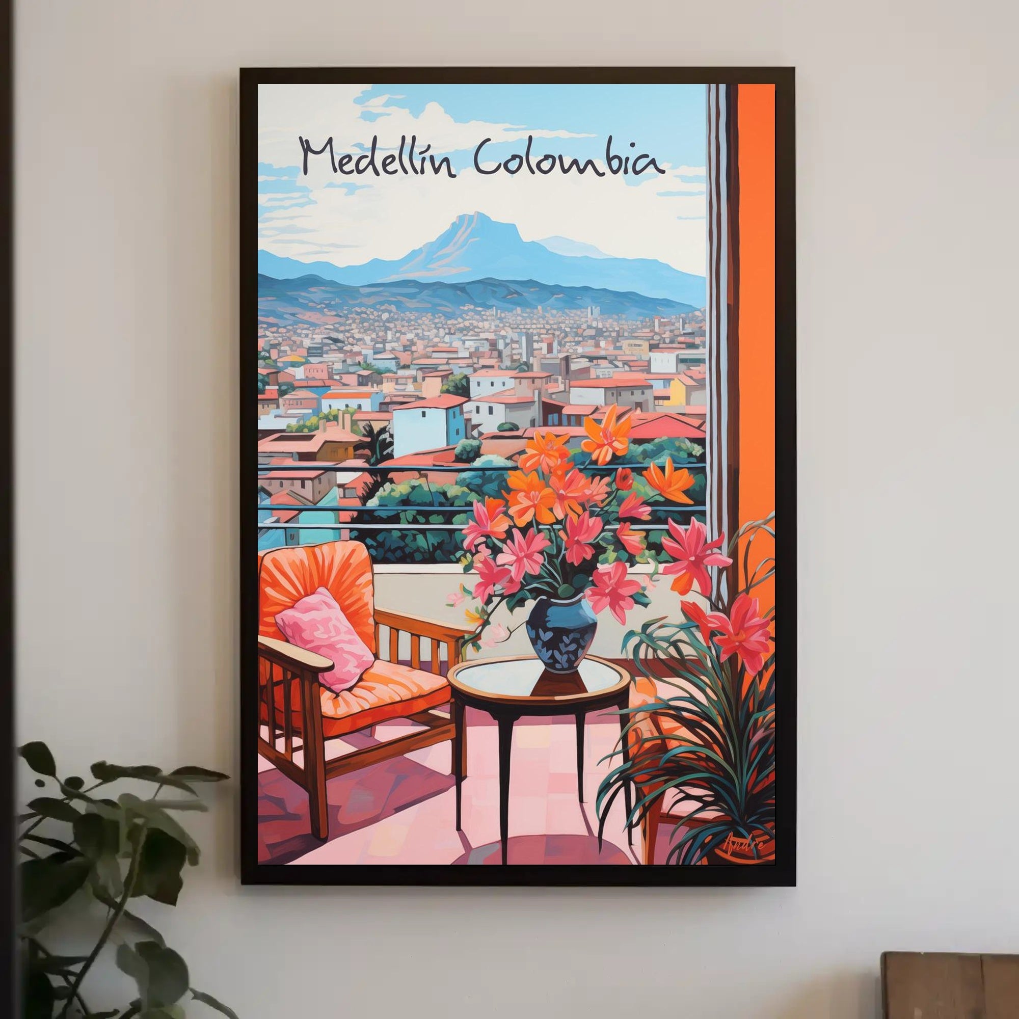 MedellĂn Balcony View with Vibrant Cityscape Poster