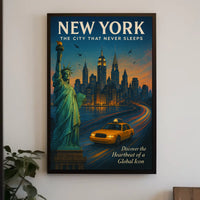 New York City Iconic Poster Vintage Travel Wall Art
