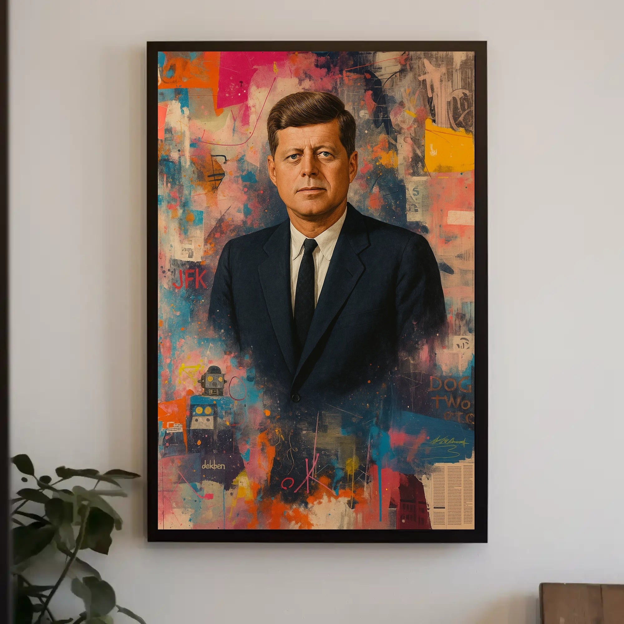 JFK Artistic Vibrant Portrait Abstract, Artistic, or Pop Culture Poster