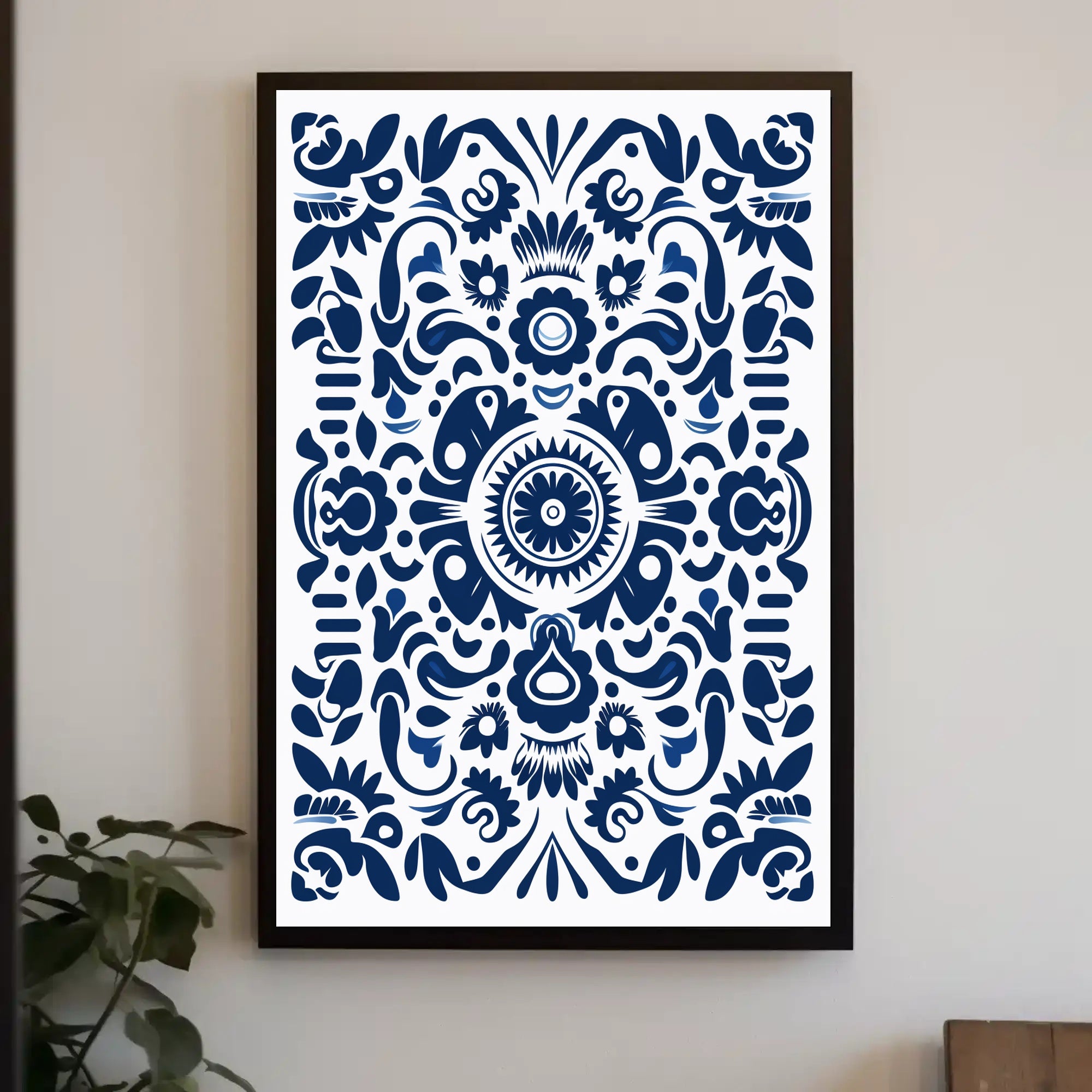 Ornate Blue Pattern Design Poster