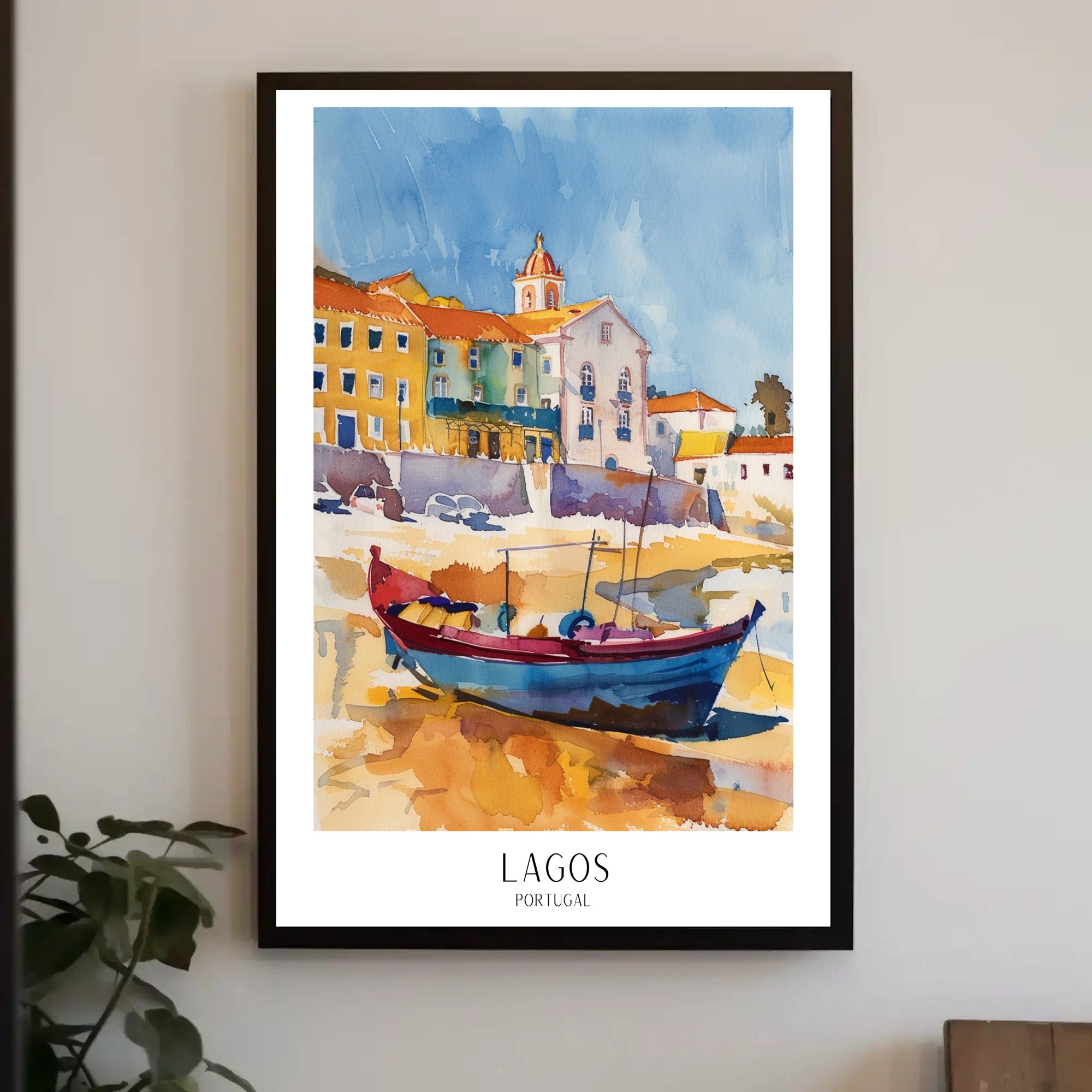 Vibrant Watercolor Coastal Scene Travel Poster PosterGoat