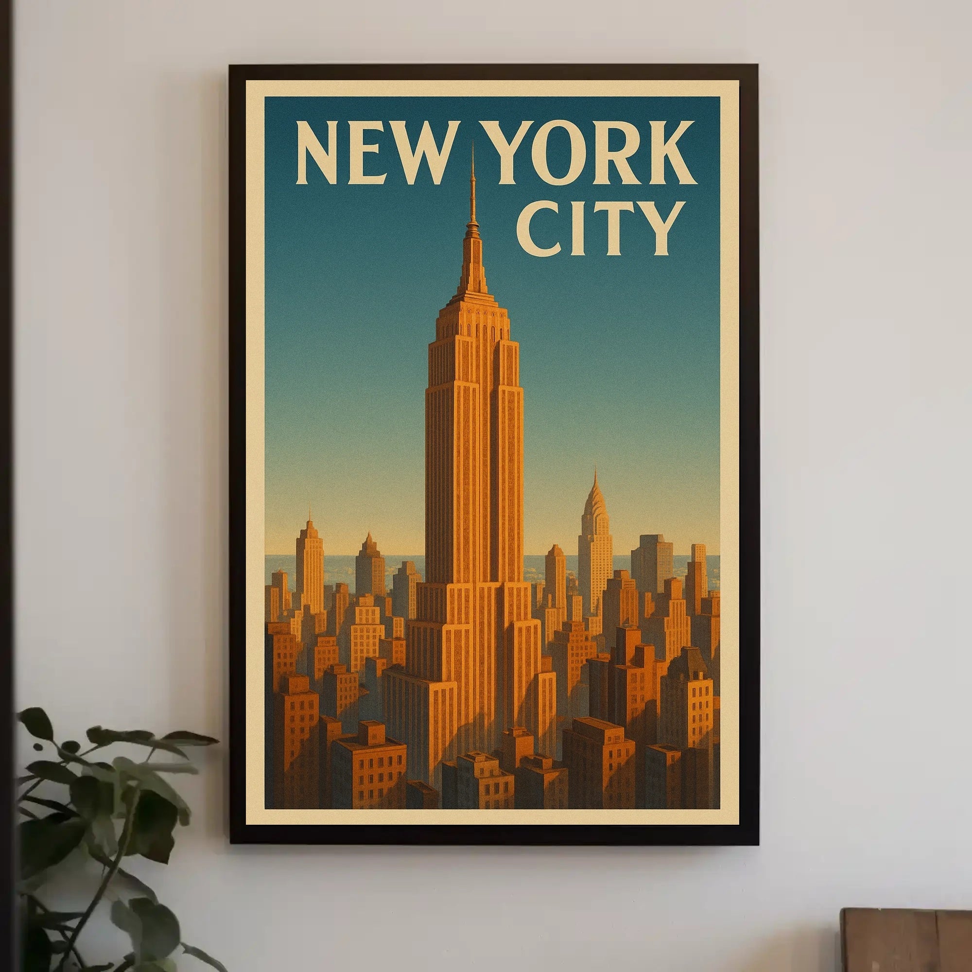 Empire State Building Vintage New York Travel Poster