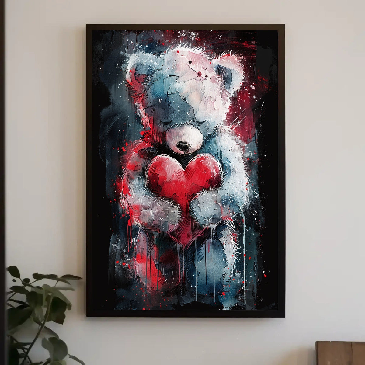 Heartfelt Teddy Bear Watercolor Embrace Cozy Love Heart Sentimental Decor Gift Timeless Poster