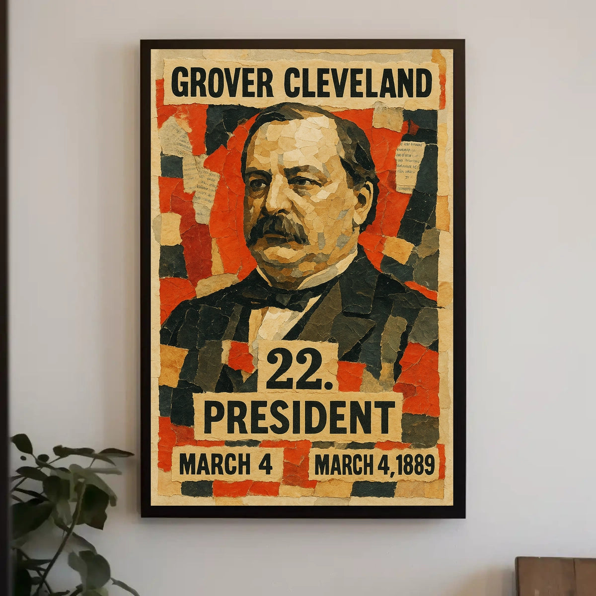 Grover Cleveland 22nd President of the United States Layered paper Collage Poster