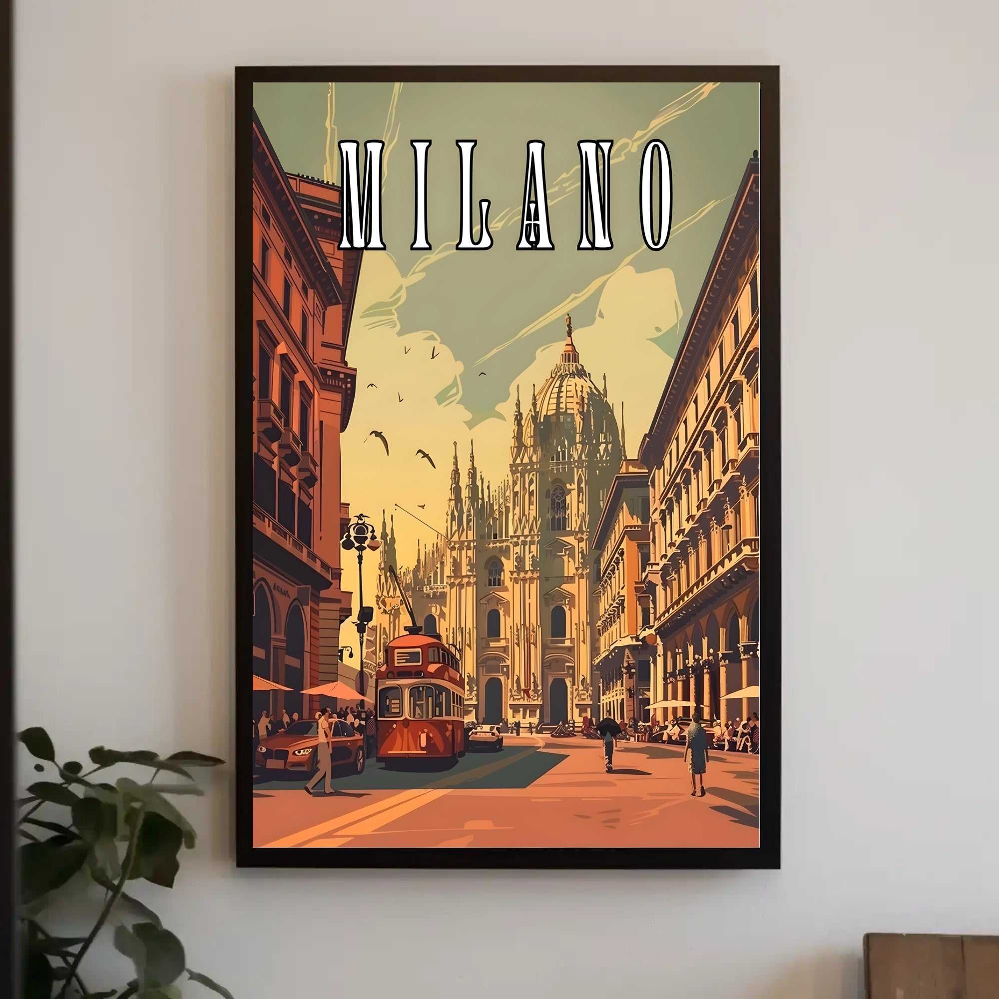 Milan Cathedral Retro Mid-Century Vintage Poster