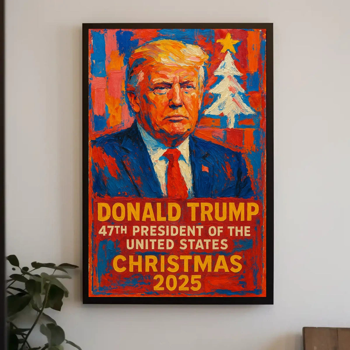 Stylized Presidential Portrait: Christmas 2025 Political Poster