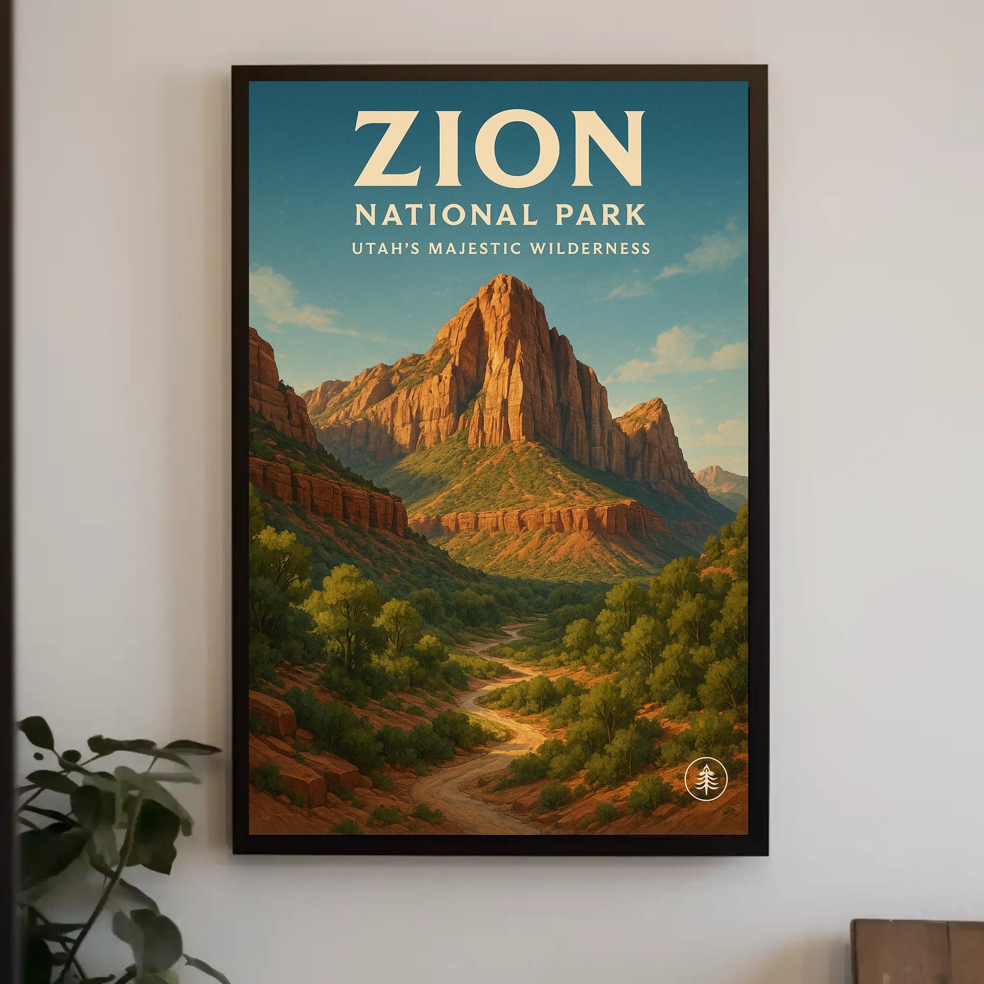 Zion National Park Vintage Red Rock Landscape Poster PosterGoat