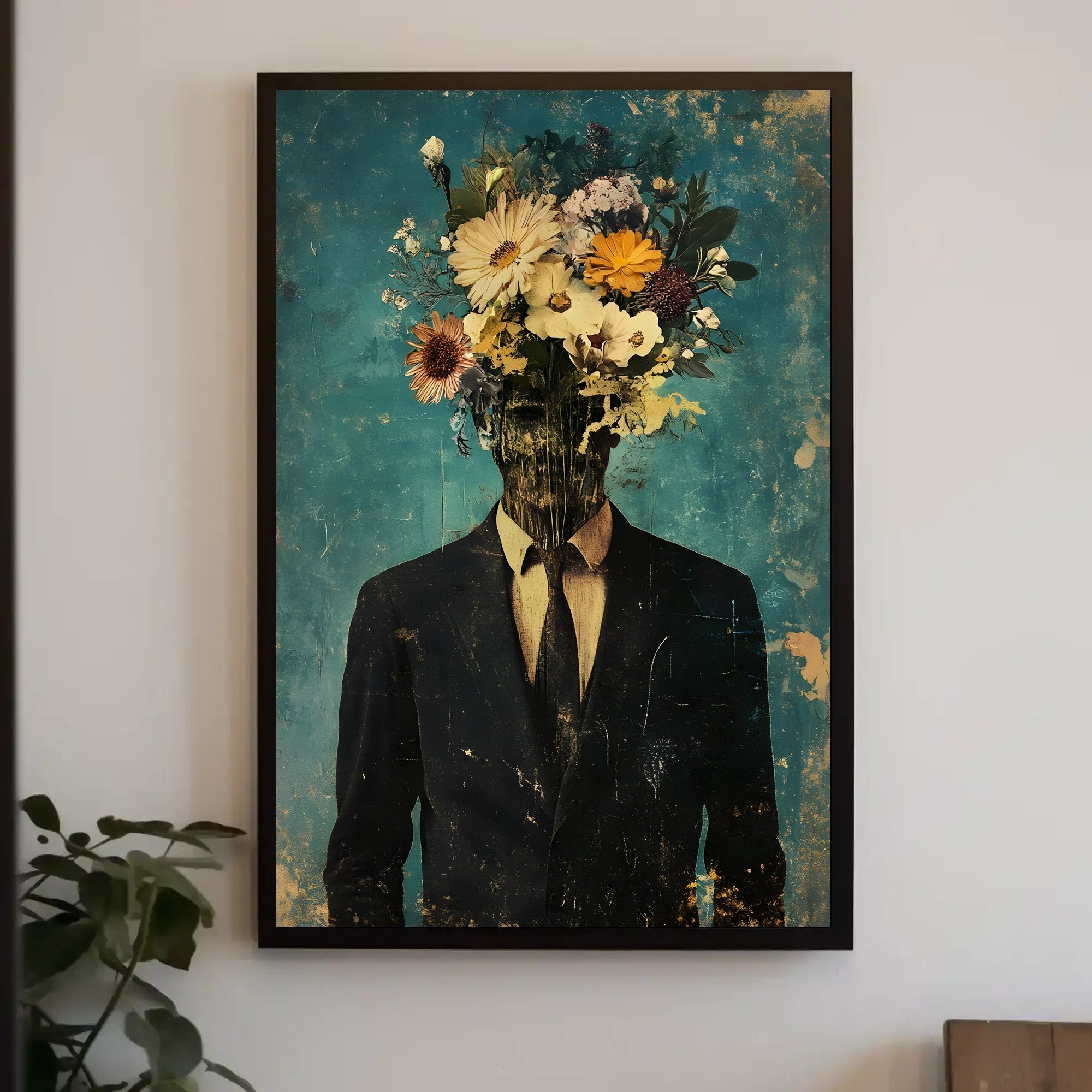 Floral Identity Surreal Poster Floral Head Wall Art