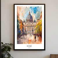 Stunning Watercolor of St. Peter’s Basilica Travel Poster PosterGoat