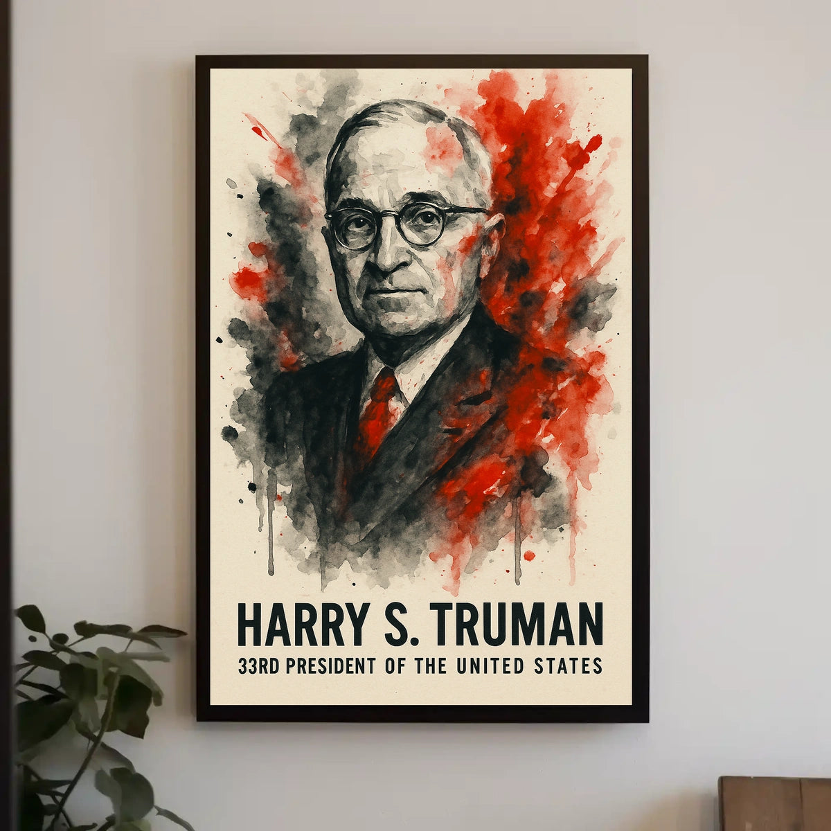 Harry S. Truman Watercolor Historical Presidential Poster