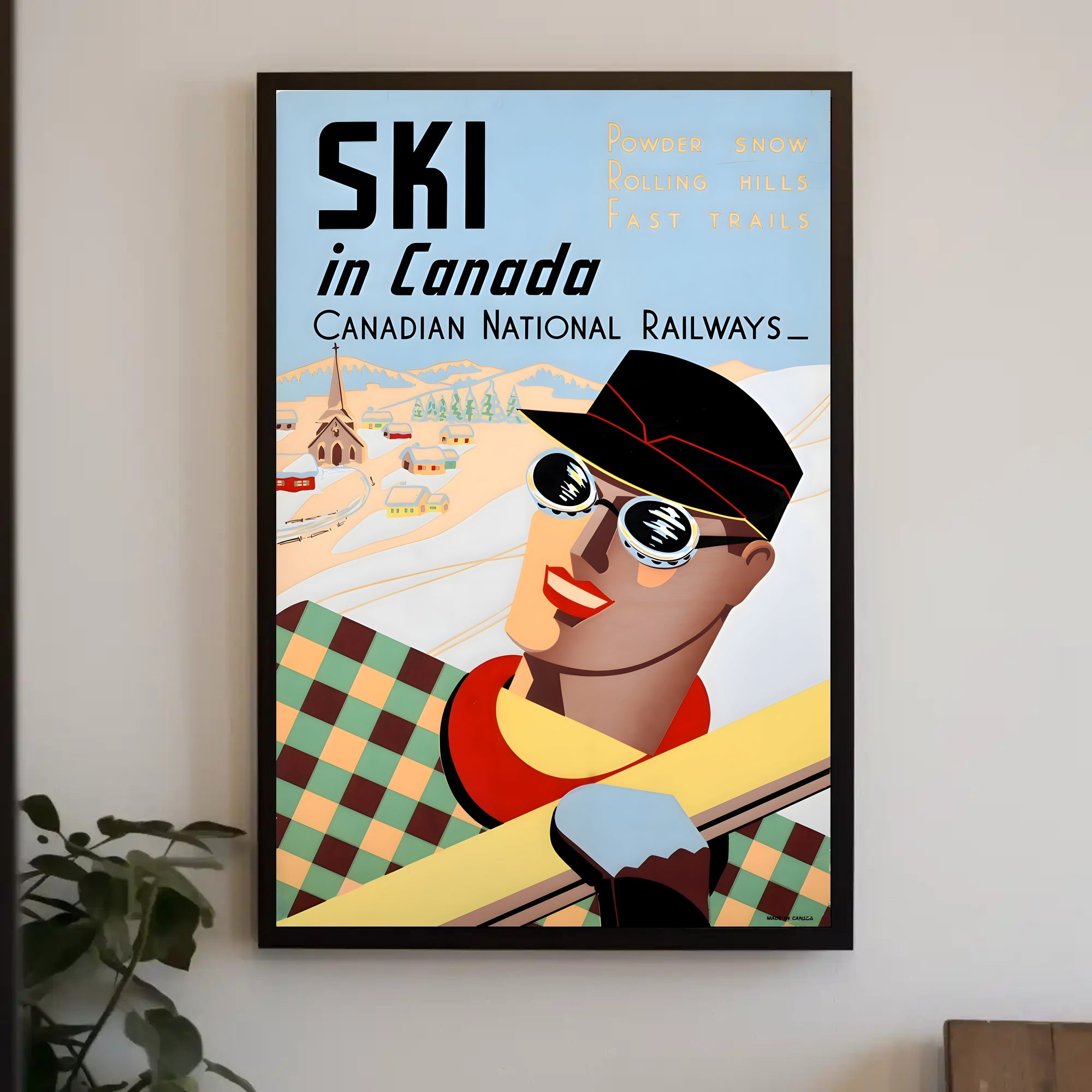 Vintage Canadian Skiing Travel Advertisement Poster PosterGoat