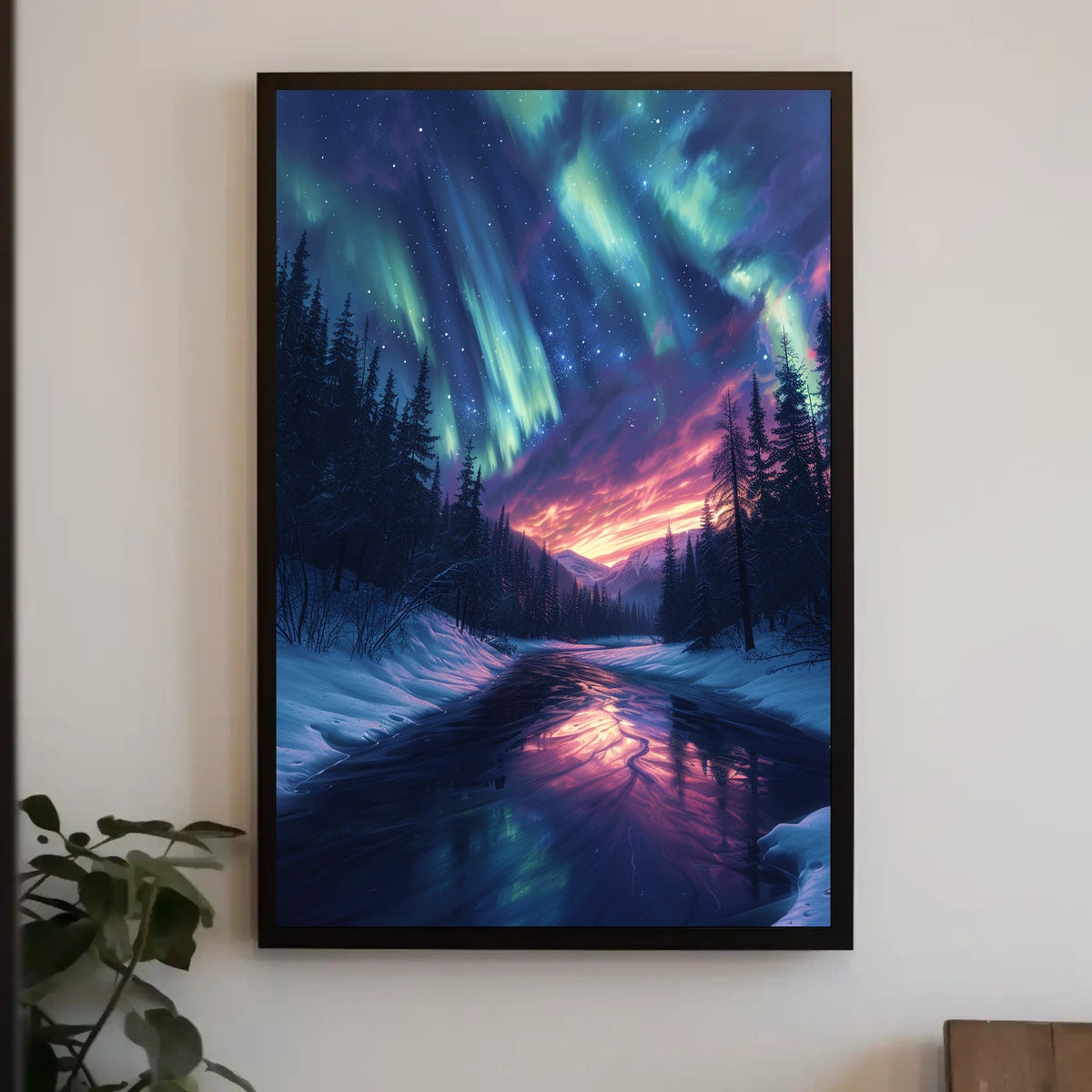Aurora Over A Winter Landscape Poster