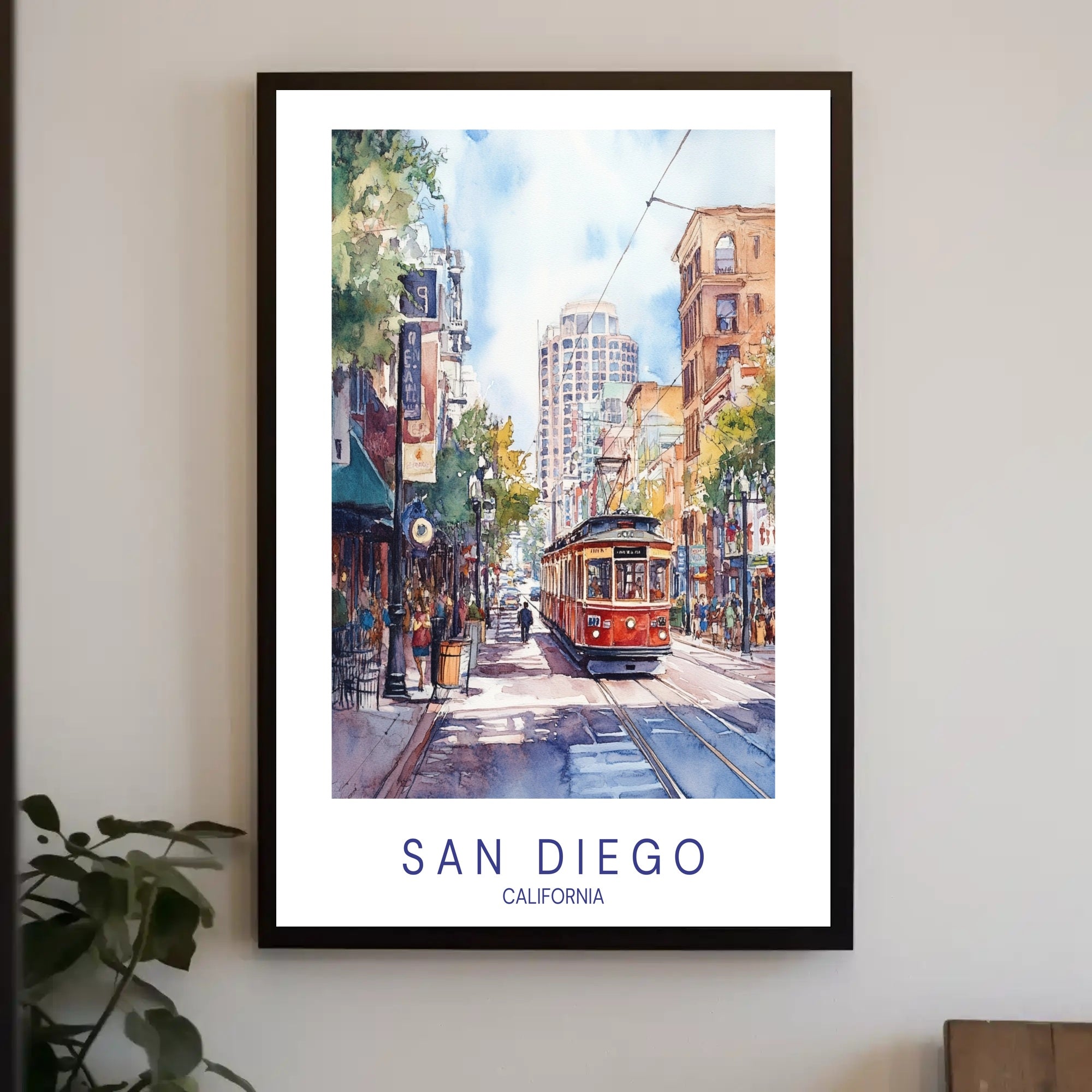 San Diego Streetcar Scene Poster PosterGoat