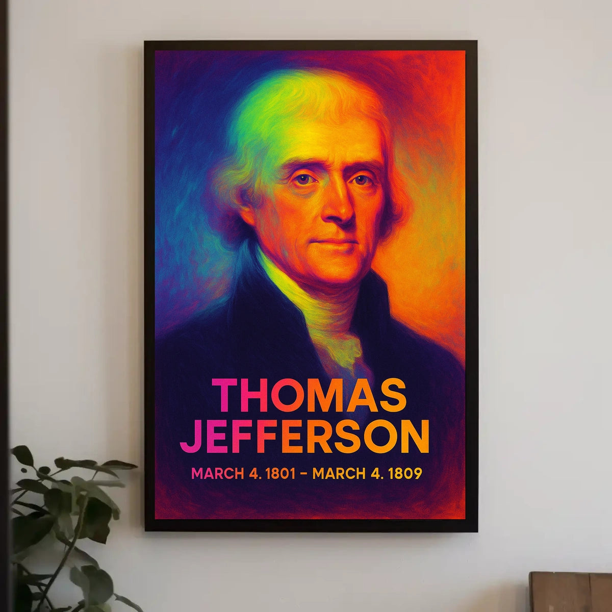 Thomas Jefferson 3rd President of the United States Neon Gradient Overlay Poster