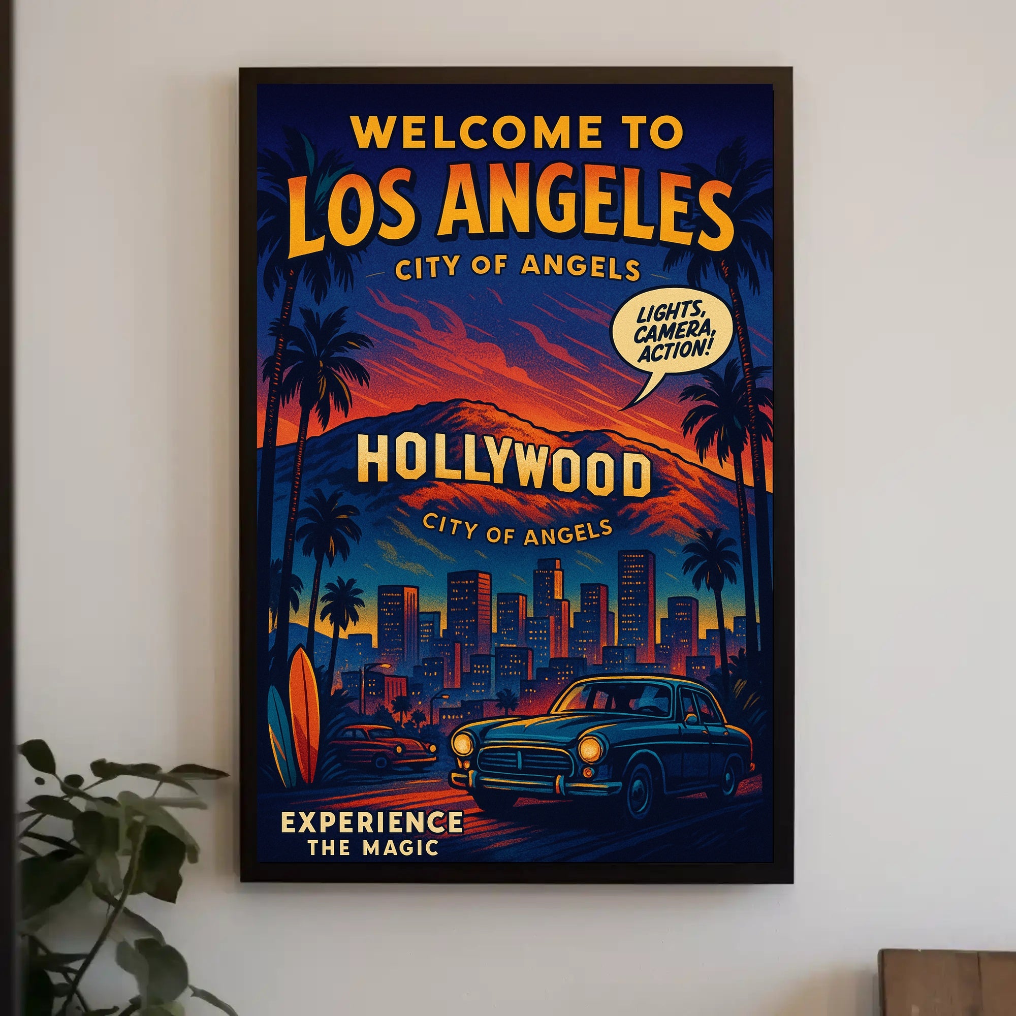 Los Angeles Retro Cityscape Travel Poster