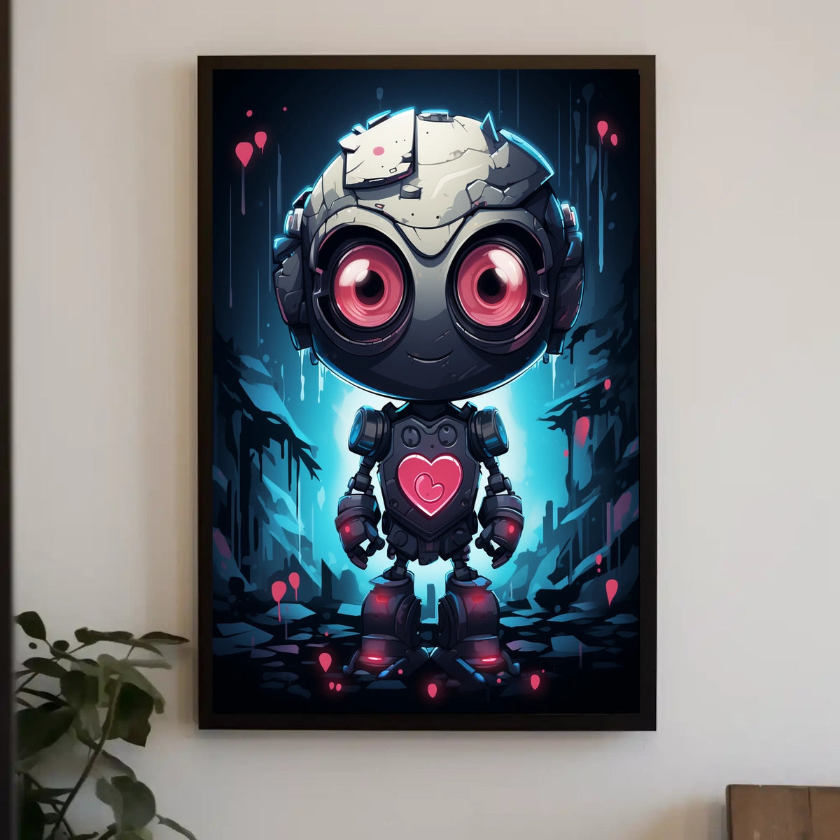 Robot Heart Poster: Futuristic Whimsy Meets Dystopia
