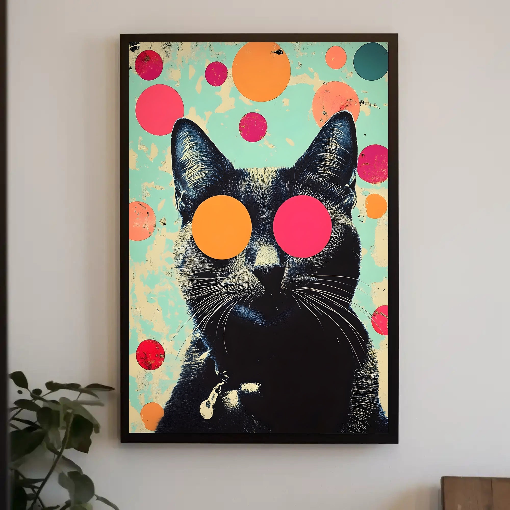 Psychedelic Cat Poster Abstract Wall Art Print