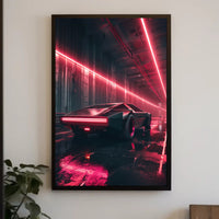Futuristic Cyberpunk Car Poster: Neon Tunnel Vision PosterGoat
