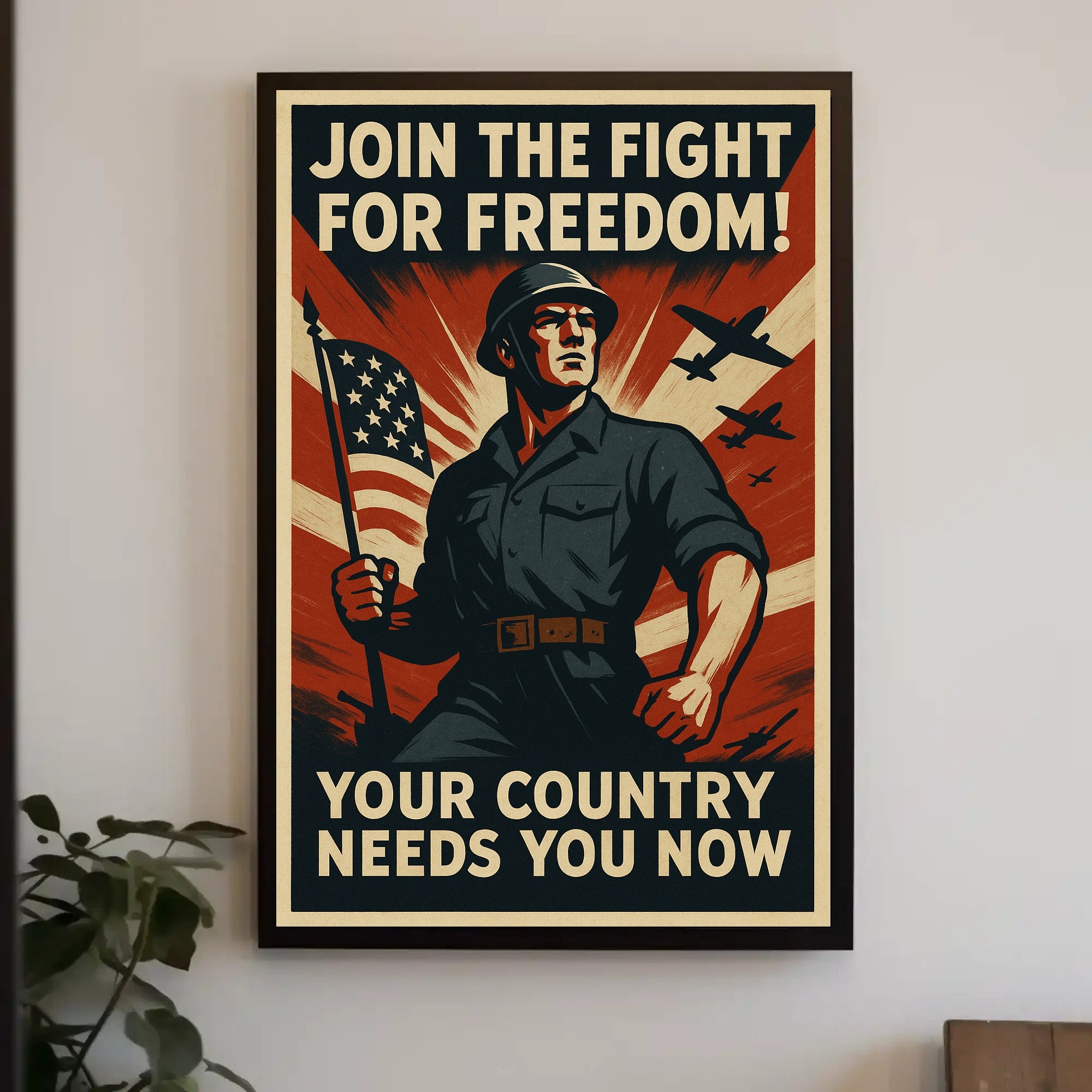 Patriotic Military Recruitment WWII Propaganda Poster