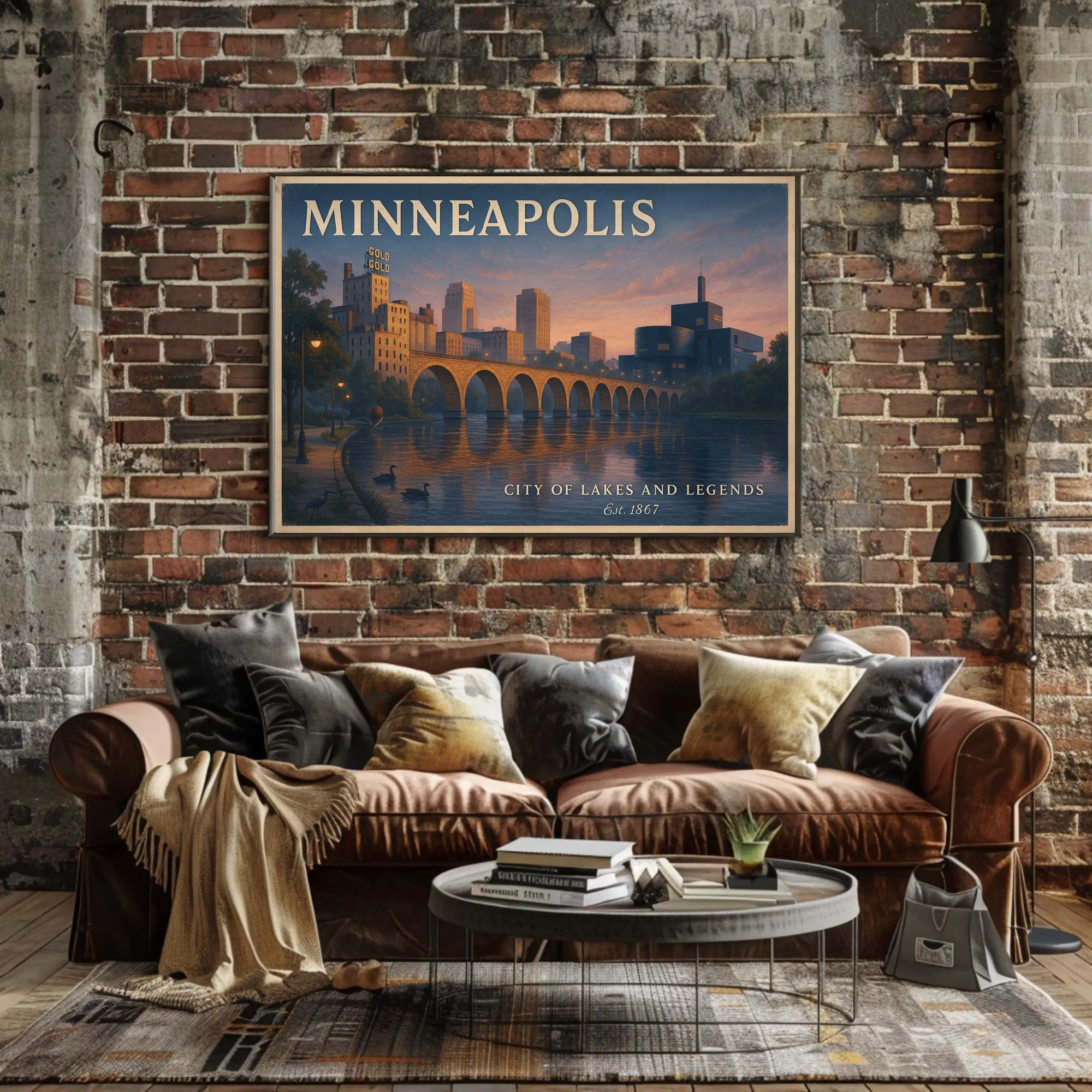 Minneapolis City of Lakes Travel Poster