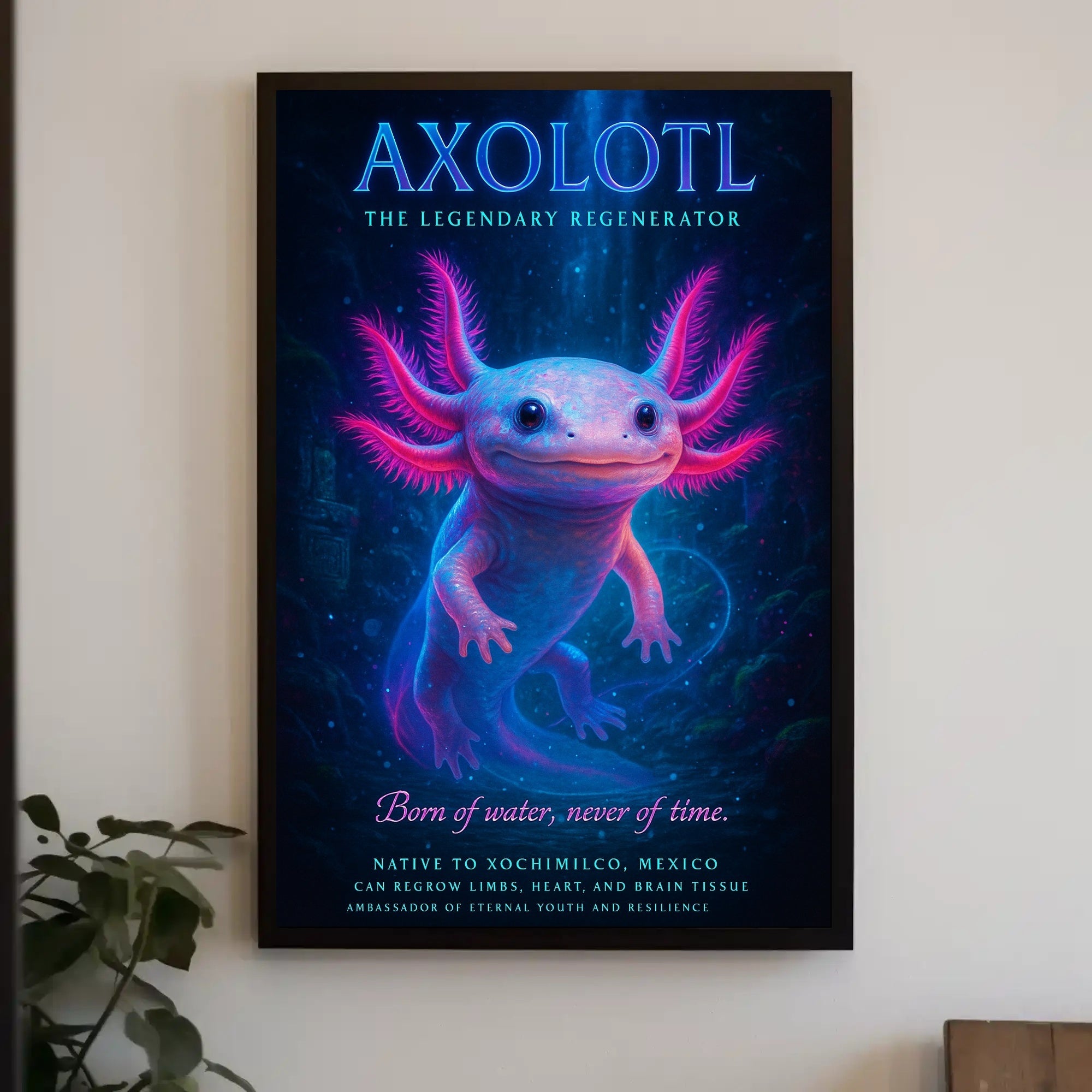 Axolotl in Xochimilco Artistic Animal Poster PosterGoat