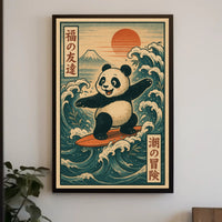 Pandas Surfing Adventure Poster PosterGoat