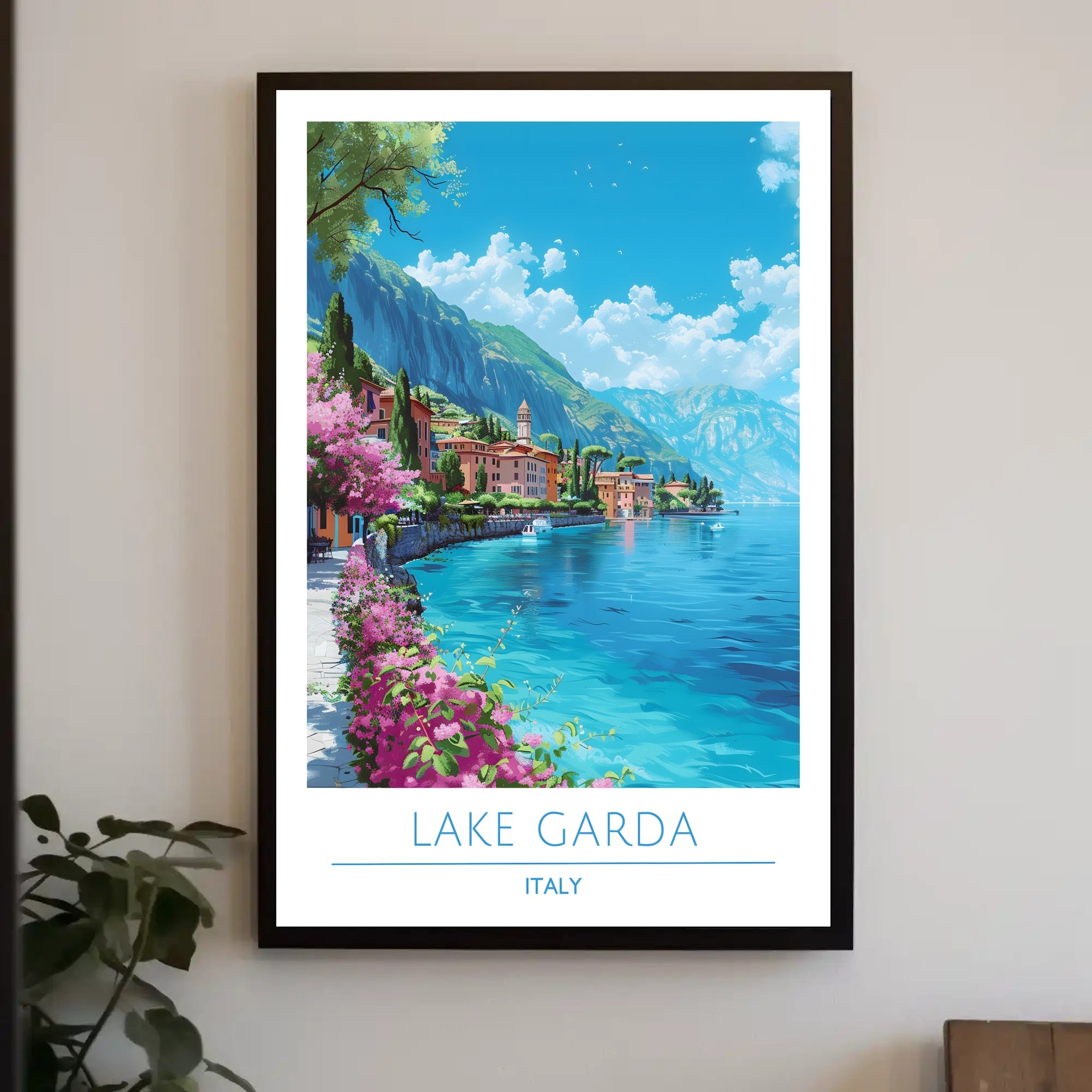 Lake Garda Vibrant View Italian Travel Poster