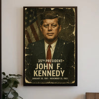John F. Kennedy 35th President of the United States Damaged Photograph Poster