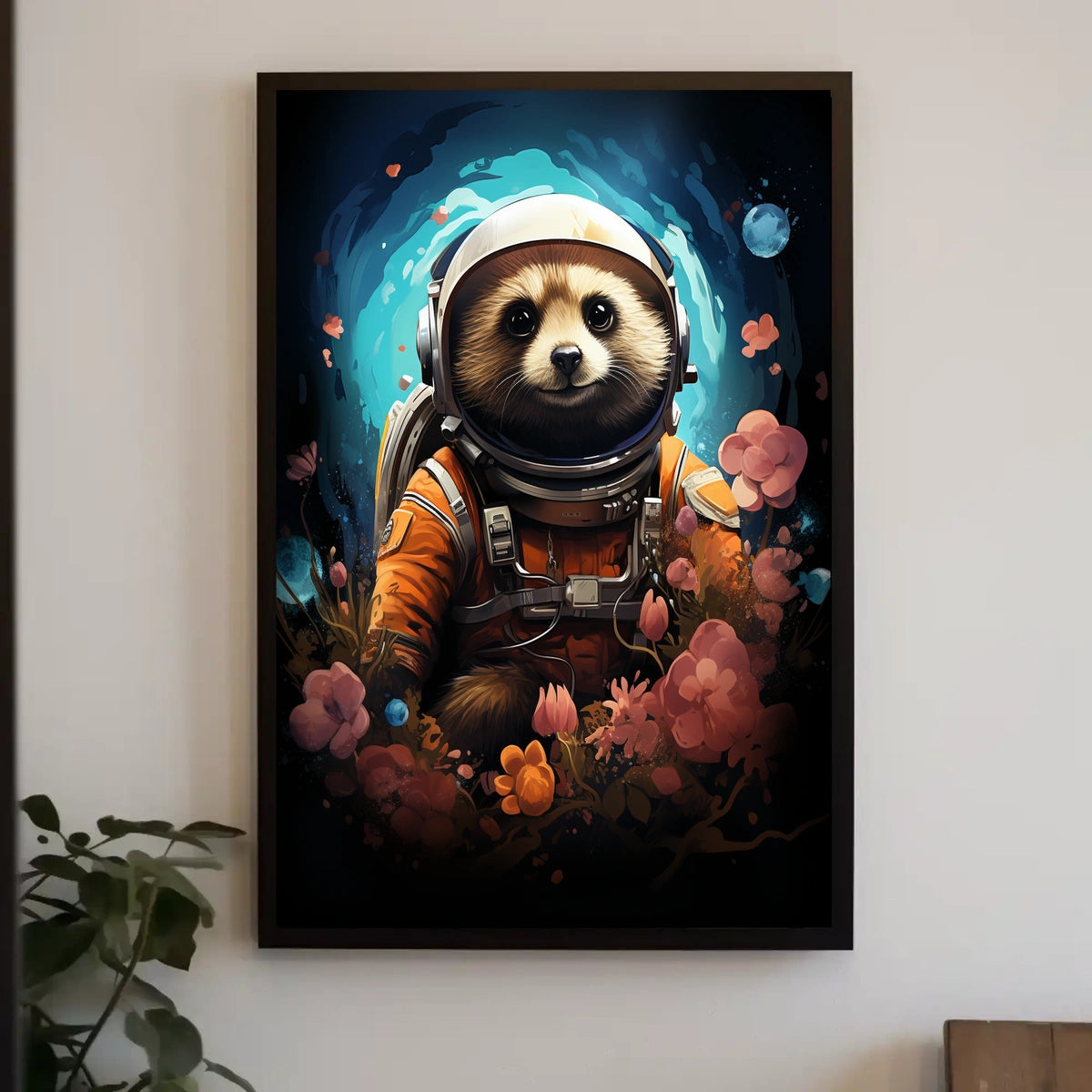Cosmic Explorer Astronaut Raccoon Poster Wall Art Print