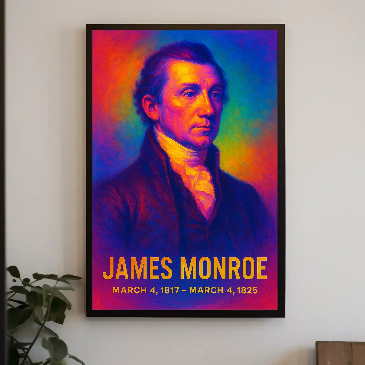 James Monroe 5th President of the United States Neon Gradient Overlay Poster