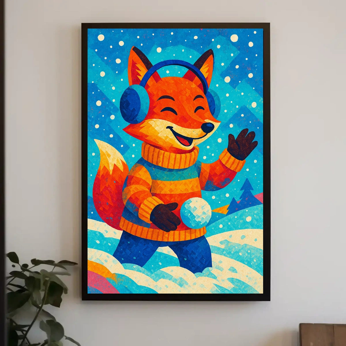 Winter Fox Scene Poster